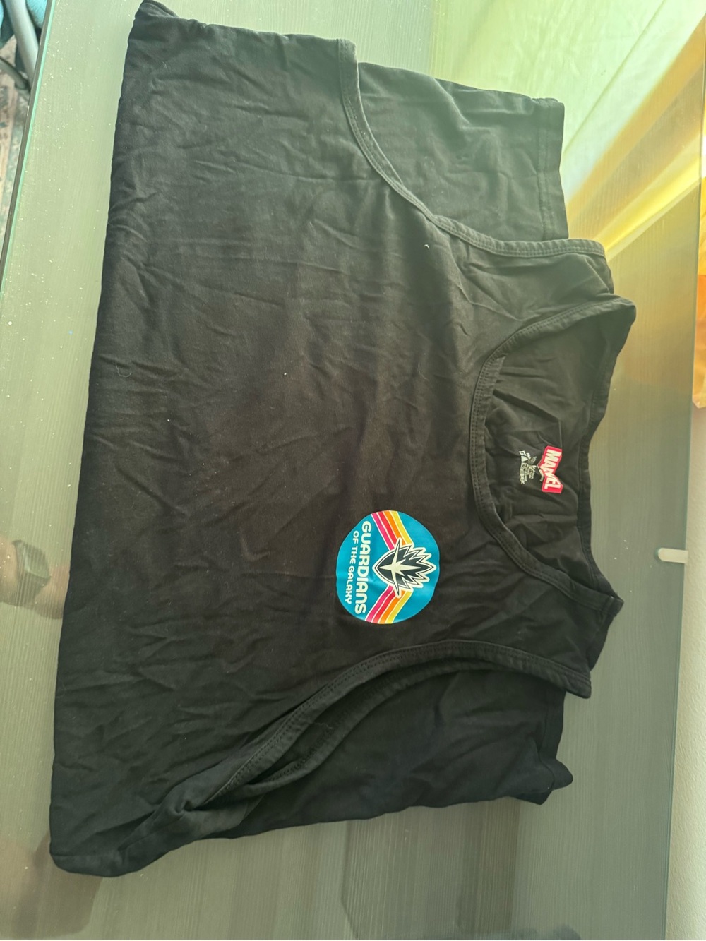 Marvel Black Tank Top with Colorful Guardians Badge